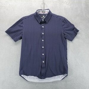 Buttercloth Shirt Mens M Blue‎ Short Sleeve Button Up Icy Cotton Preppy a